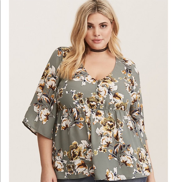 torrid Tops - Torrid Button Front Georgette Babydoll Top